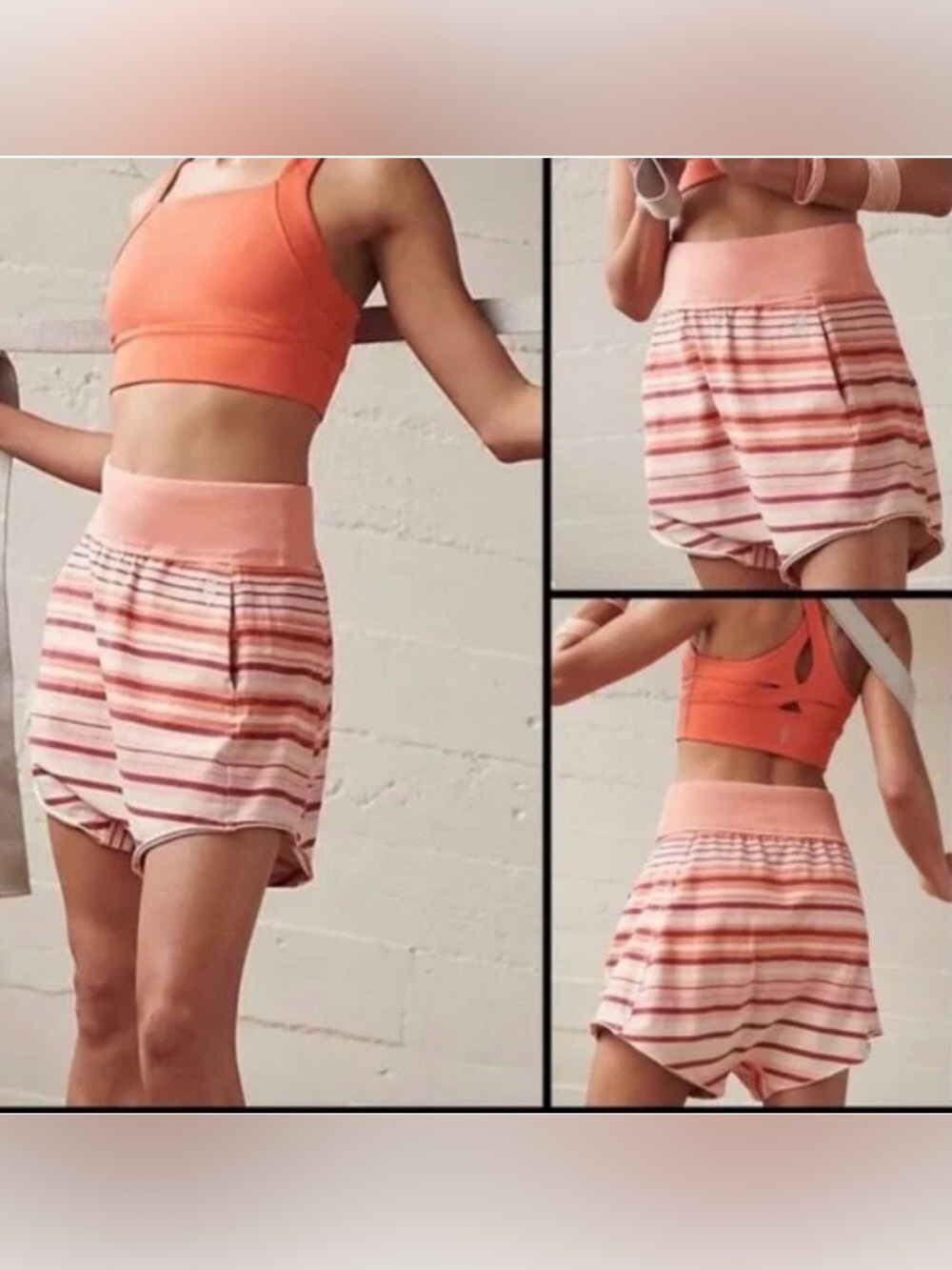 🆕 Women Free People Movement"Hot Shot Stripe" Shorts. Size Large. NWT